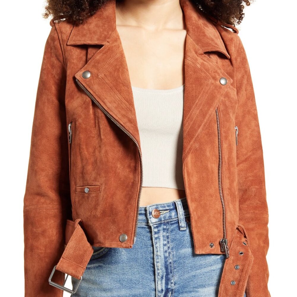 BLANKNYC Morning Suede Moto Jacket - Rust Color - Size S